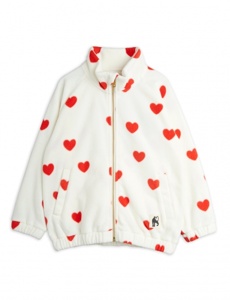 MINI RODINI Fleece Jacke Hearts - offwhite